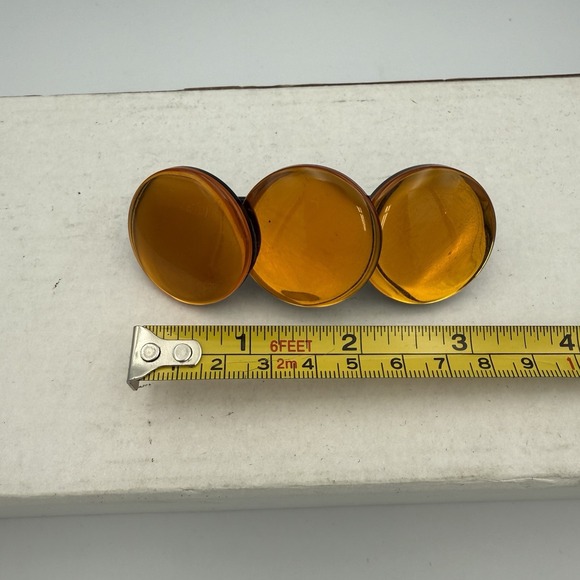 Vintage Amber Plastic Gold-Tone Hair Clip Barrette 3.5" - Picture 2 of 3